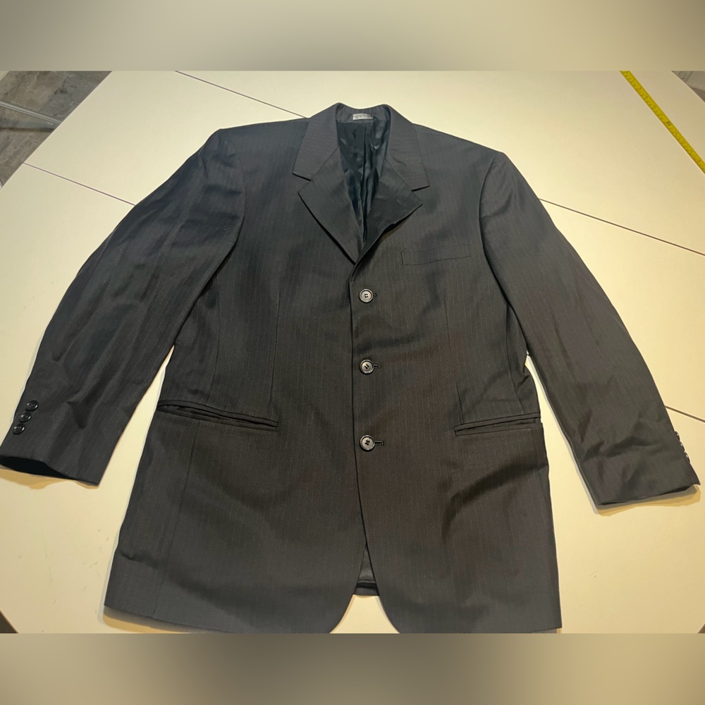 Riserva Luciano Franzoni black brown pin stripe sports jacket suit blazer 40R